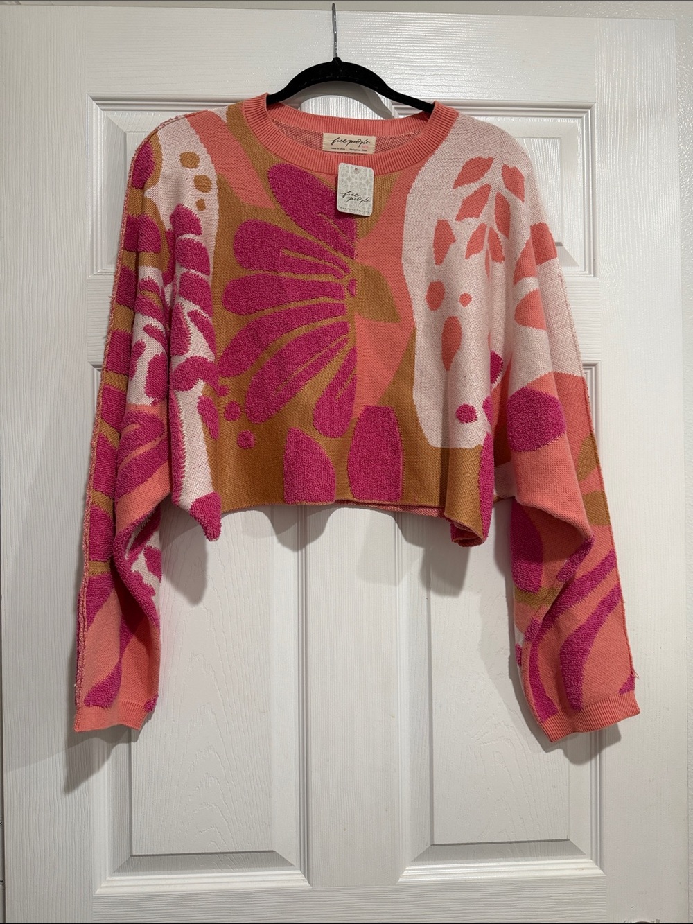 Free People Mia Multicolor Pullover Floral Cropped Sweater